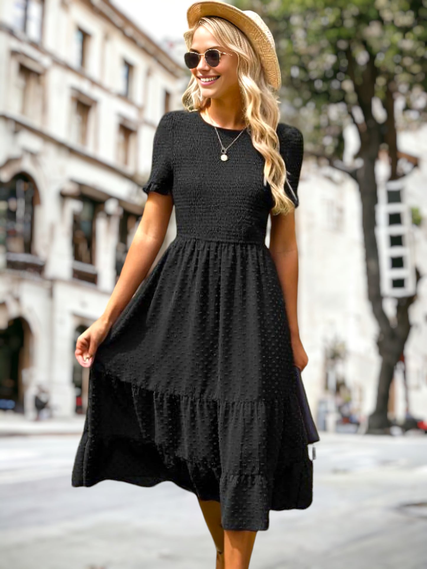 Vestido de capas con doble textura 