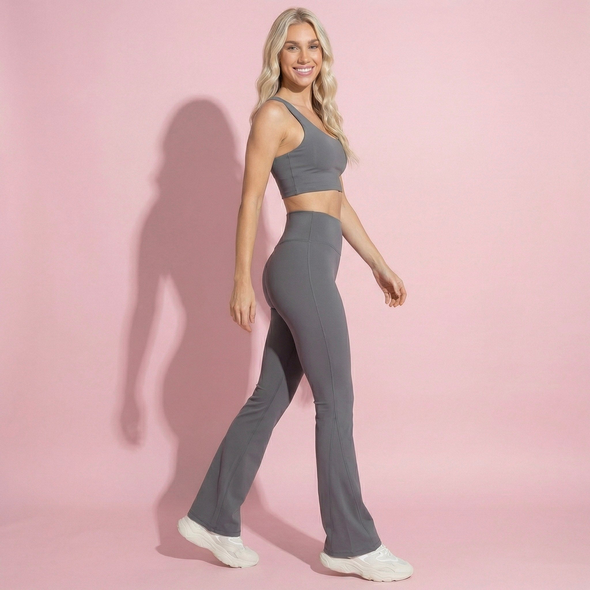 Anna-Kaci Women's High-Waist Flared Leggings with Stretch Fabric and Contoured Fit