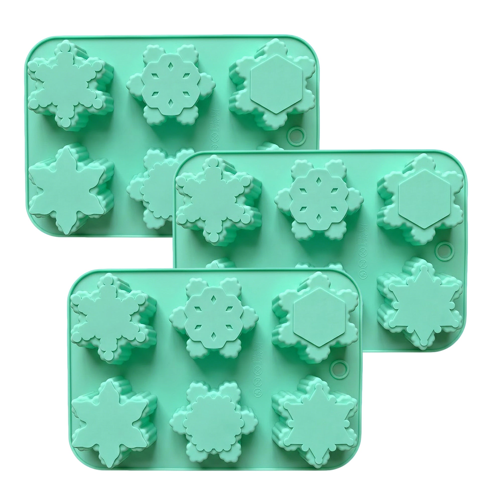 Anna-Kaci 3-Piece Snowflake Silicone Baking Mold Set Winter Shape Cake Chocolate Candy Soap Mold