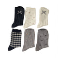 Anna-Kaci Women's 6-Pair Knit Crew Socks with Bow Detail Mixed Patterns Soft Stretch Casual Everyday Socks