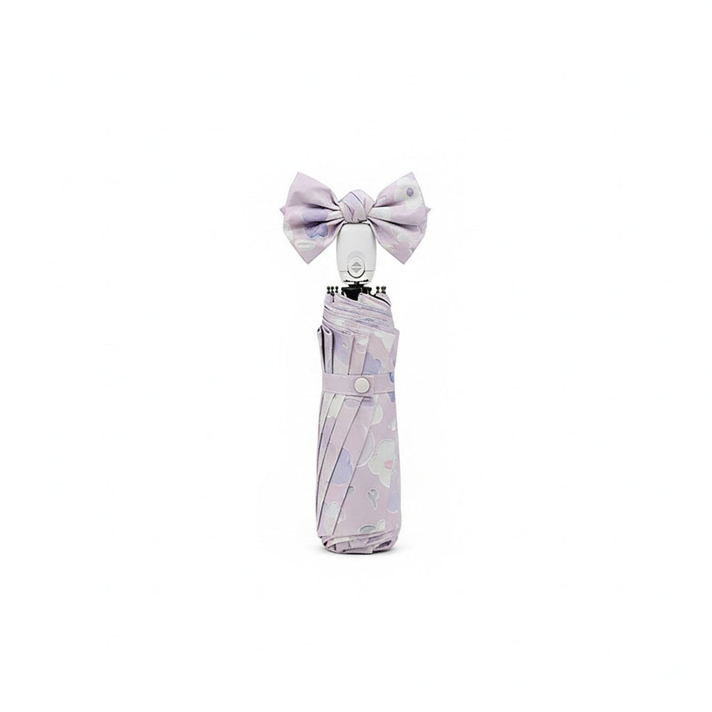 Anna-Kaci Lavender Floral Print Compact Foldable Umbrella