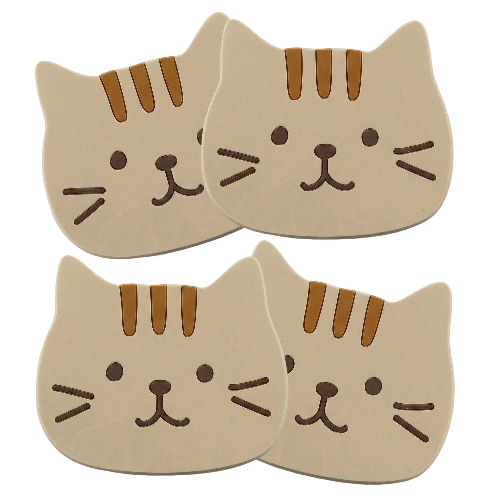 Anna-Kaci 4-PC Cat Face Coaster Cute Non Slip Drink Table Protector