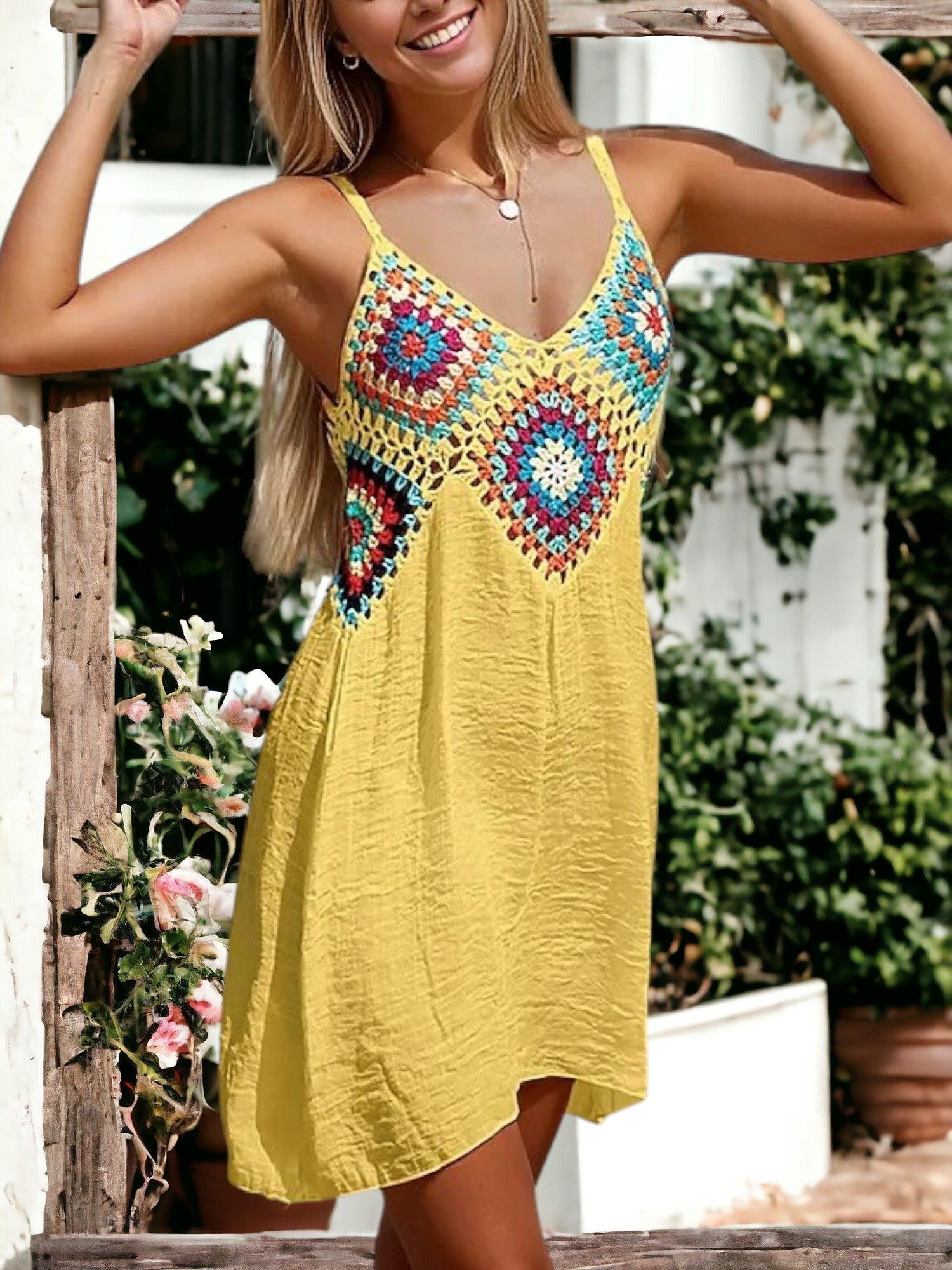 Patrón de vestido de crochet multicolor