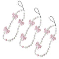 Anna-Kaci 3-PC Beaded Bow Phone Charm Strap with Pearl-Style Beads and Decorative Accents