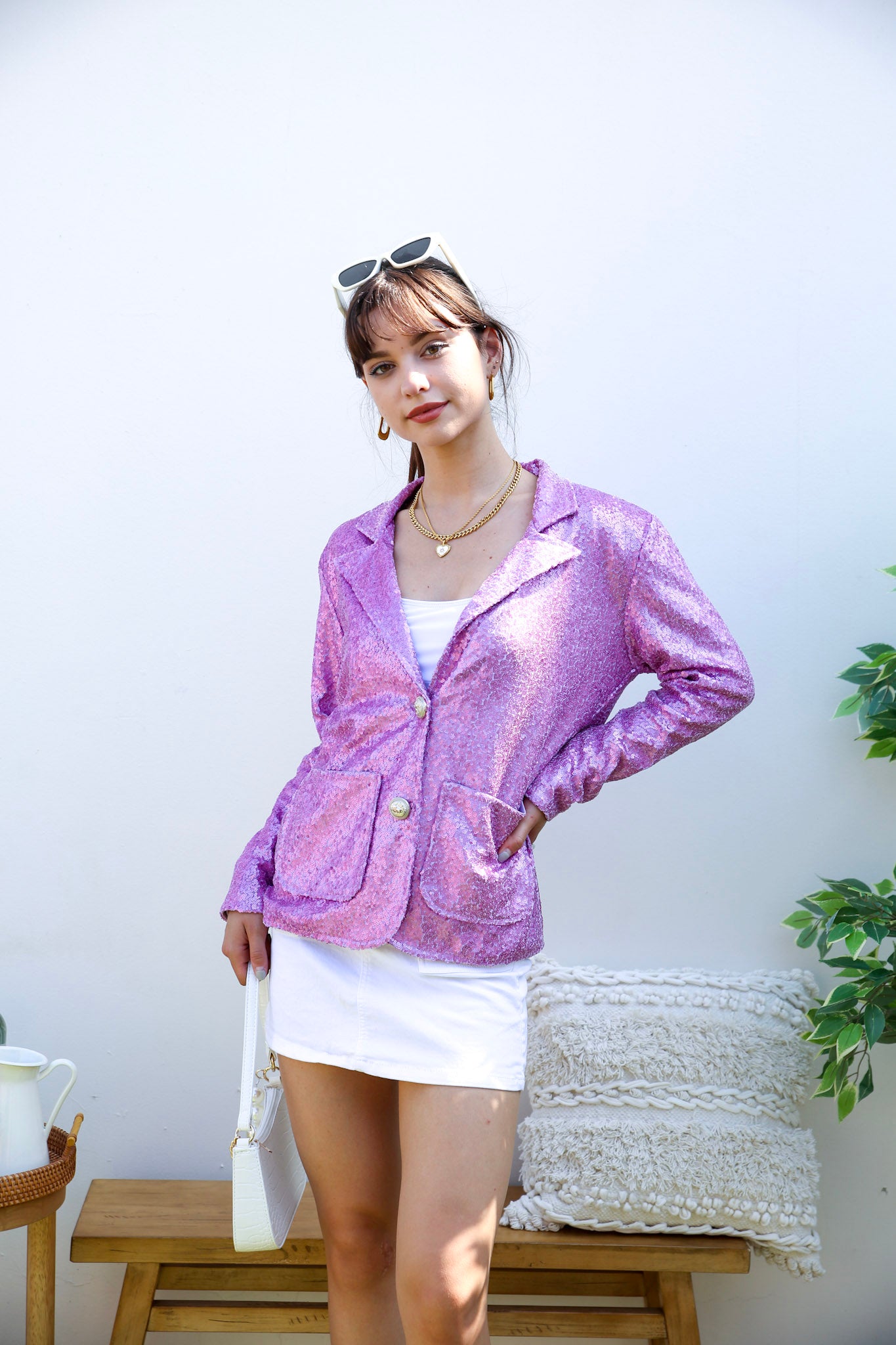 Chaqueta tipo blazer con lentejuelas brillantes