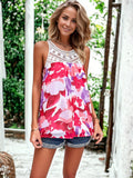 Blusa sin mangas con encaje y estampado floral