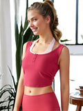 Camisola de yoga de dos piezas con cuello halter simulado