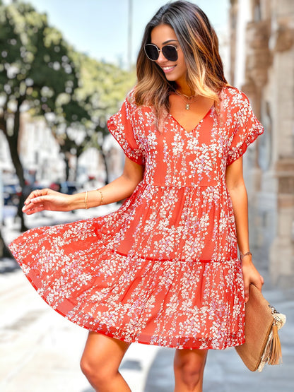 Vestido con escote en V y estampado de leopardo
