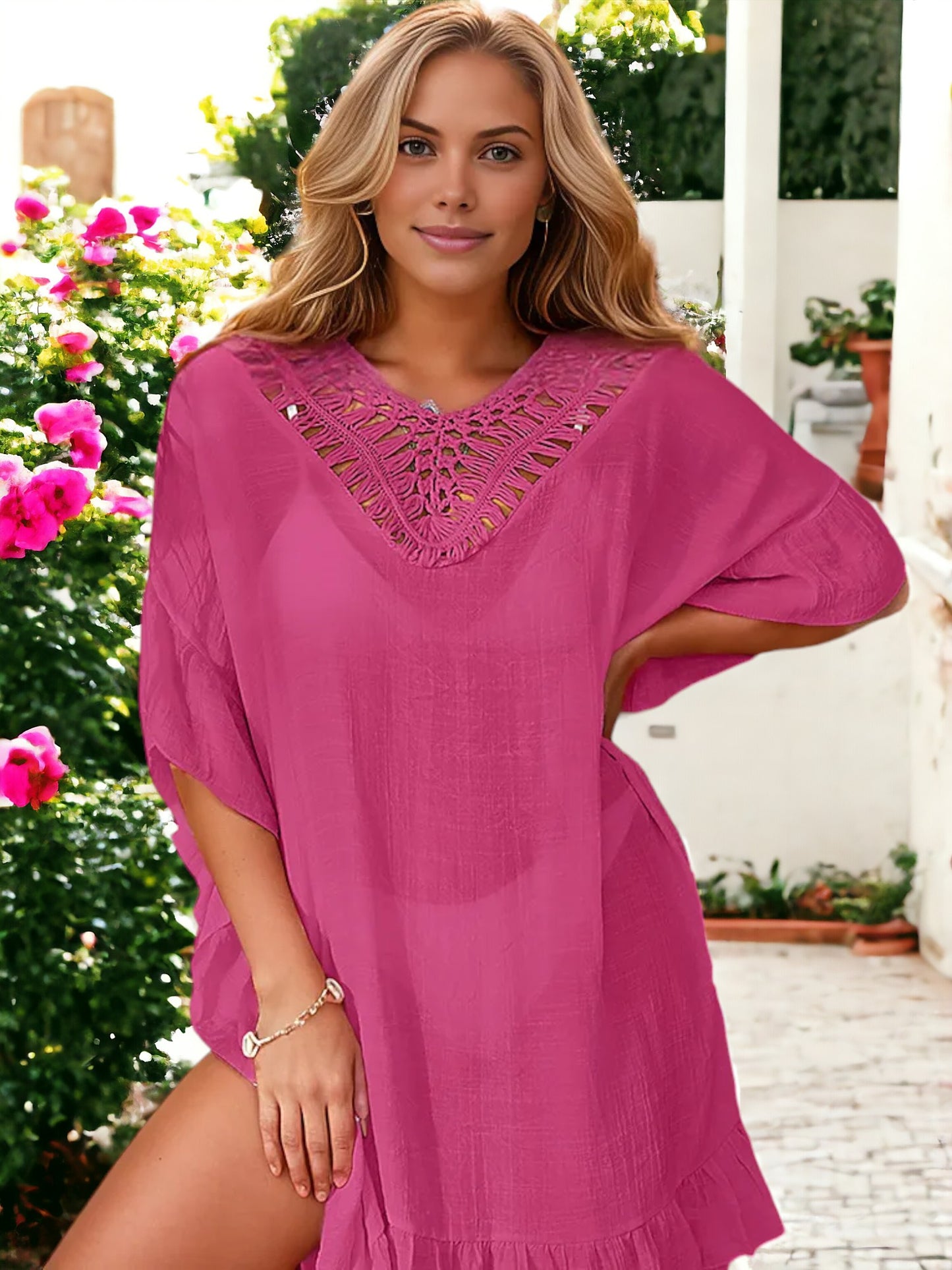 Ruffle Detail Tie-Back Cover-Up
