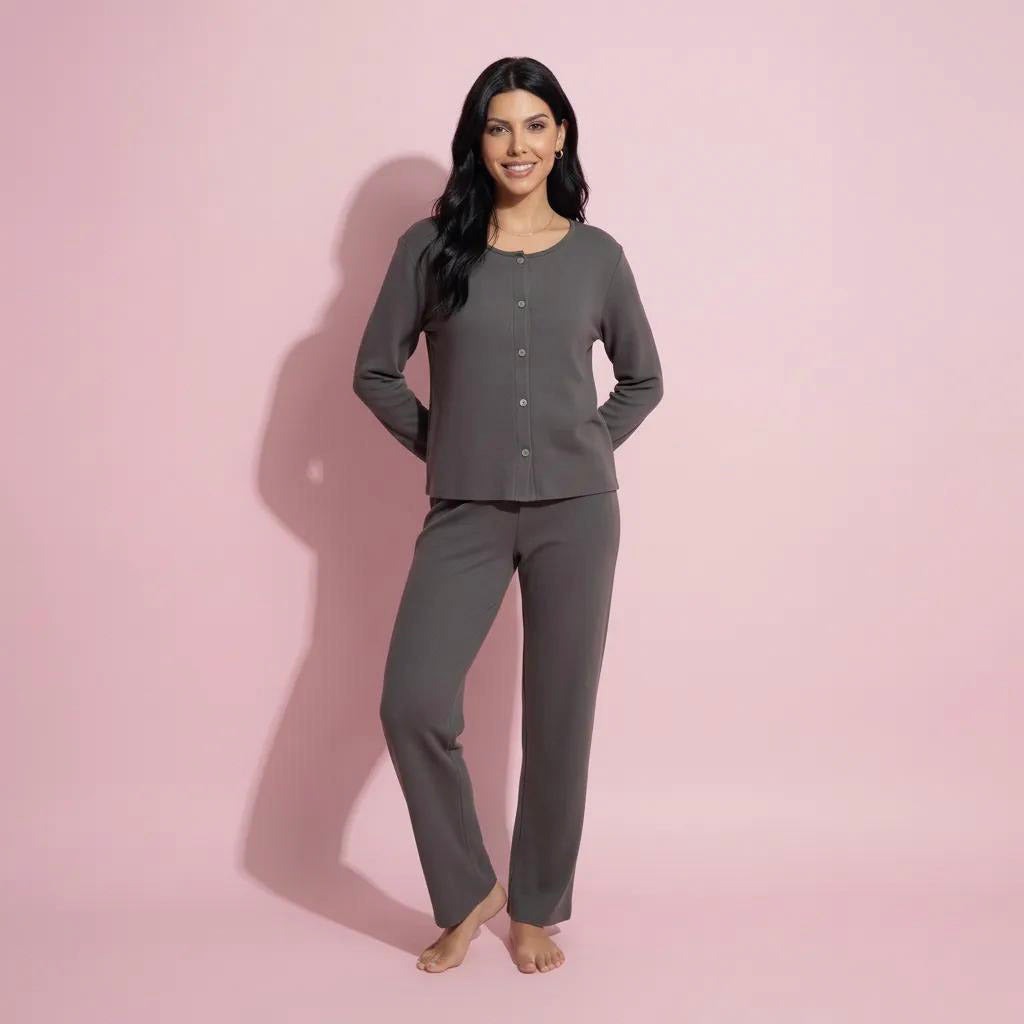 Anna-Kaci Women's 2-Piece Set Soft Knit Lounge Pants and Button-Up Cardigan with Tank Top