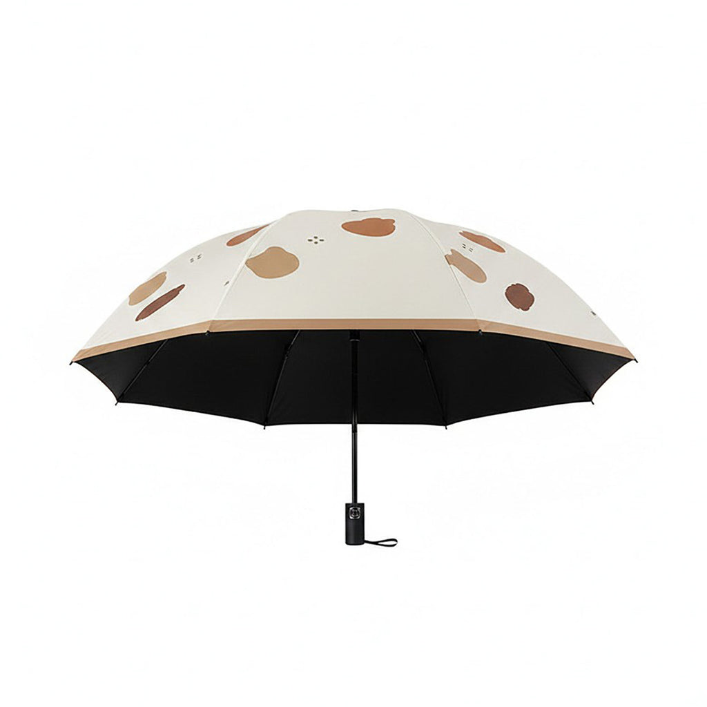 Anna-Kaci Bear Print Compact Folding Umbrella with Automatic Open Wind Resistant Frame and Wrist Strap