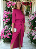 Boat Neck Twist Front Dress