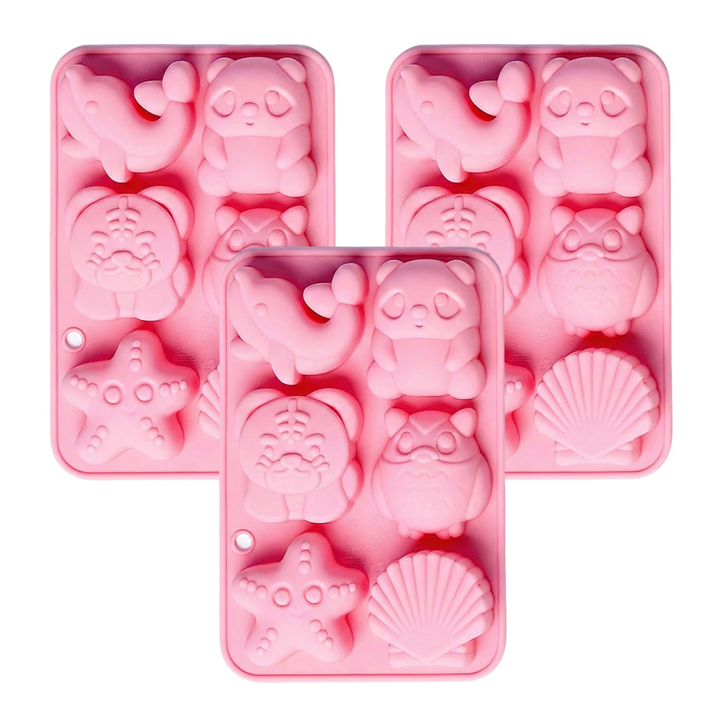 Anna-Kaci 3-Piece Animal and Ocean Silicone Baking Mold Set Nonstick Flexible Chocolate Candy Mold