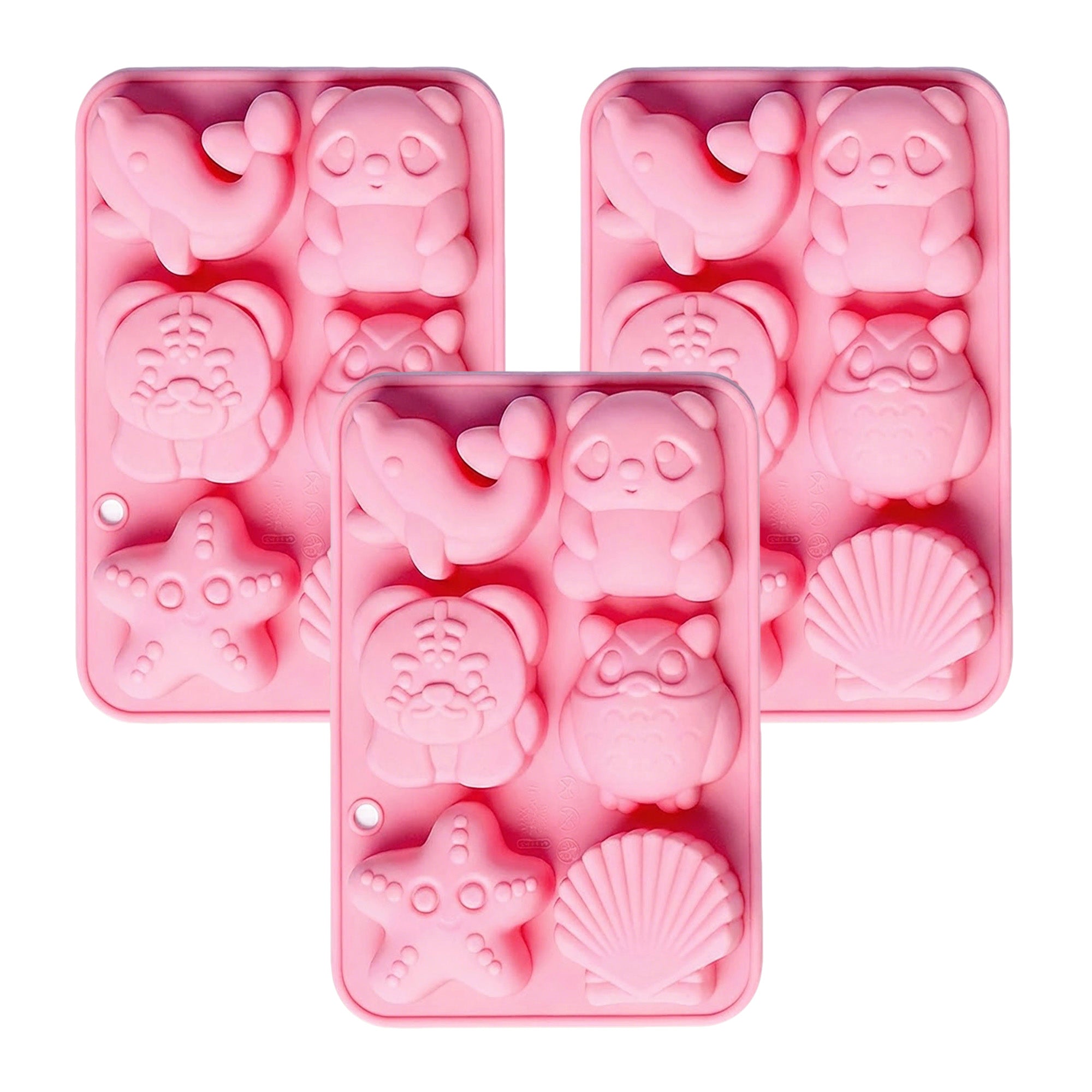 Anna-Kaci 3-Piece Animal and Ocean Silicone Baking Mold Set Nonstick Flexible Chocolate Candy Mold