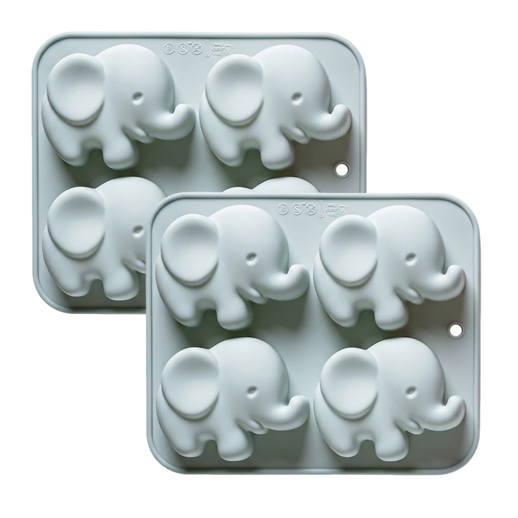 Anna-Kaci 2-Piece Elephant Silicone Baking Mold Reusable Nonstick Cake Chocolate Mold