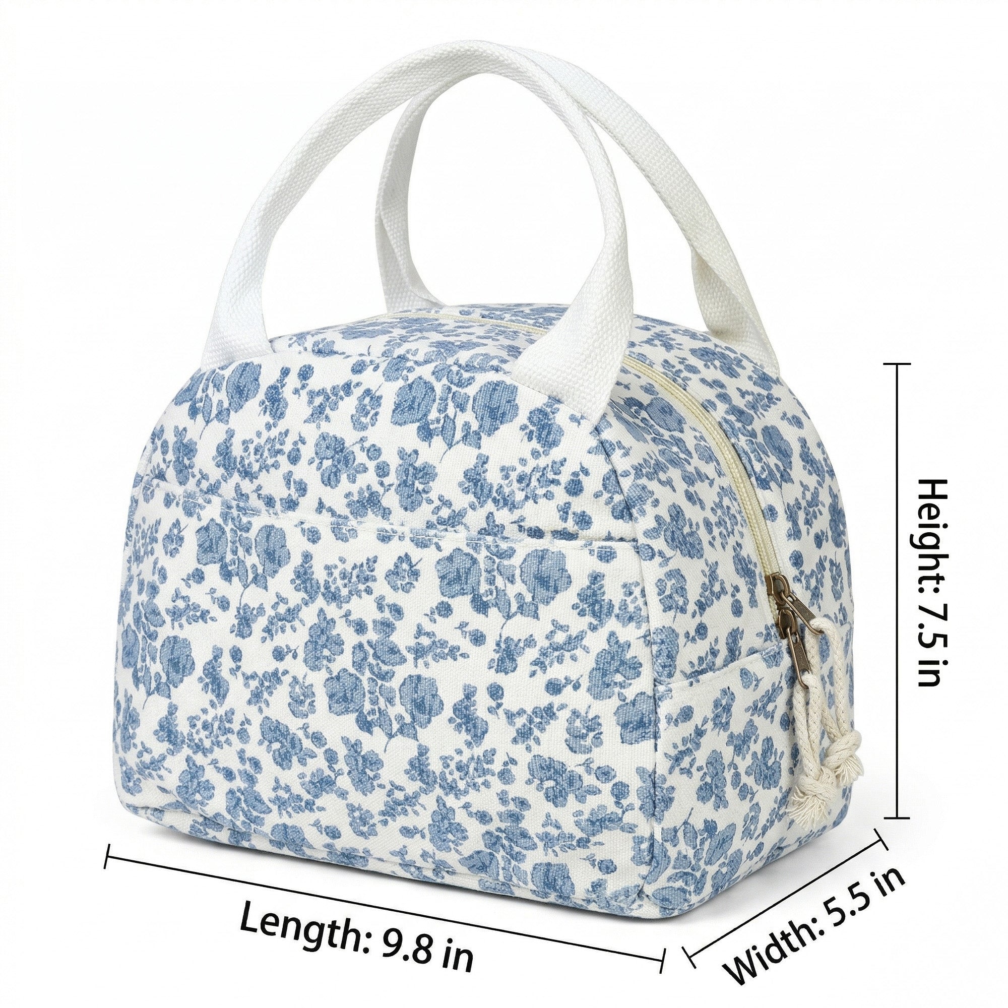 Anna-Kaci Floral Patchwork Zip Top Lunch Bag Small Travel Tote with Handle Lightweight Organizer