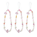 Anna-Kaci 3-PC Iridescent Beaded Phone Charm Strap with Heart Accent