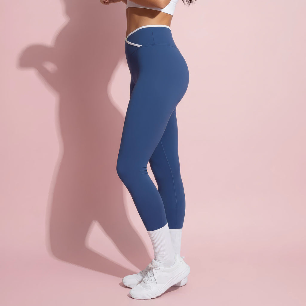 Anna-Kaci Active Women's High Waist Crossover Leggings with Contoured Fit and V-Shaped Waistband