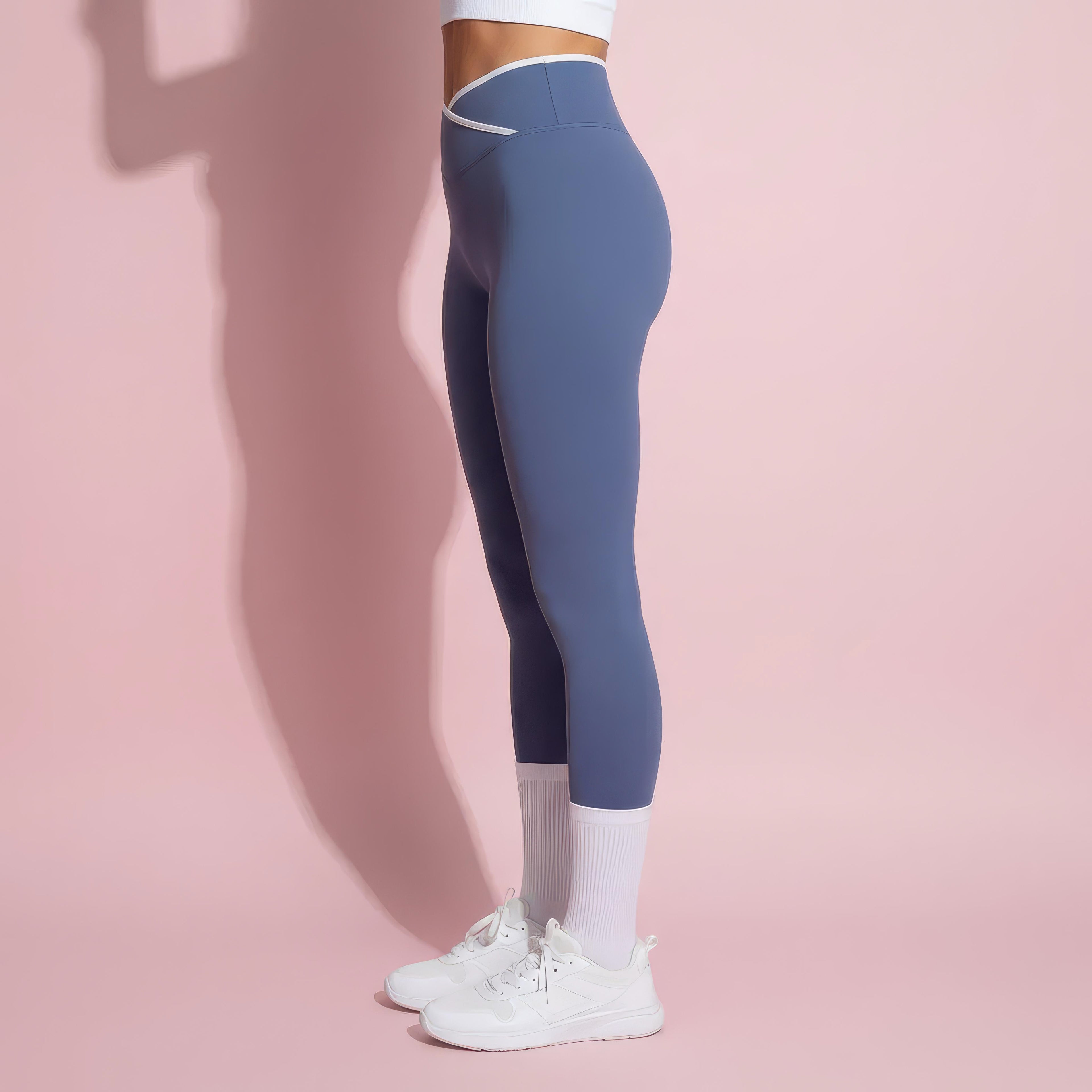 Anna-Kaci Active Women's High Waist Crossover Leggings with Contoured Fit and V-Shaped Waistband
