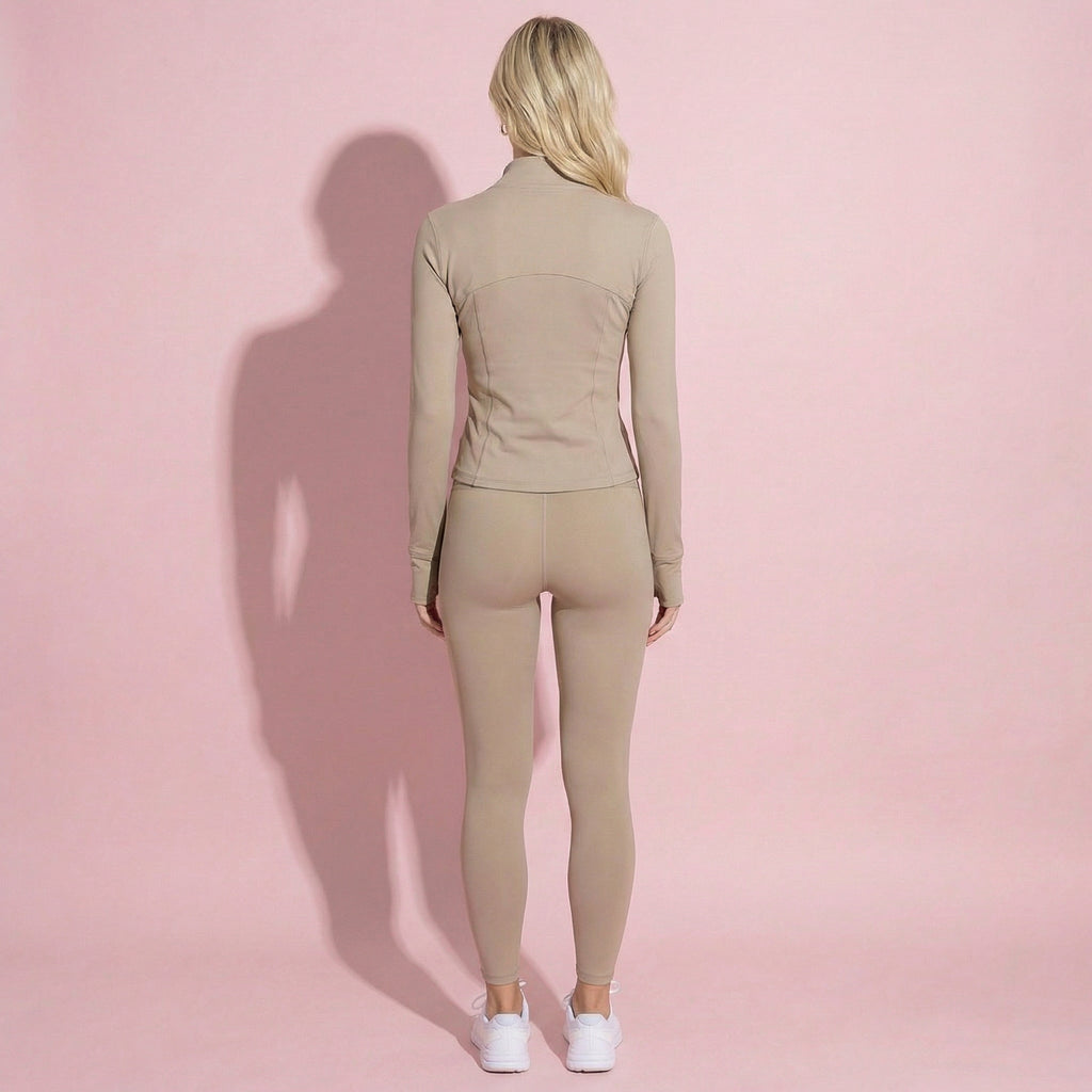 Anna-Kaci Active Women's Long Sleeve Fitted Athletic Jacket with Full Zip Front Thumbhole Cuffs and Contoured Seams