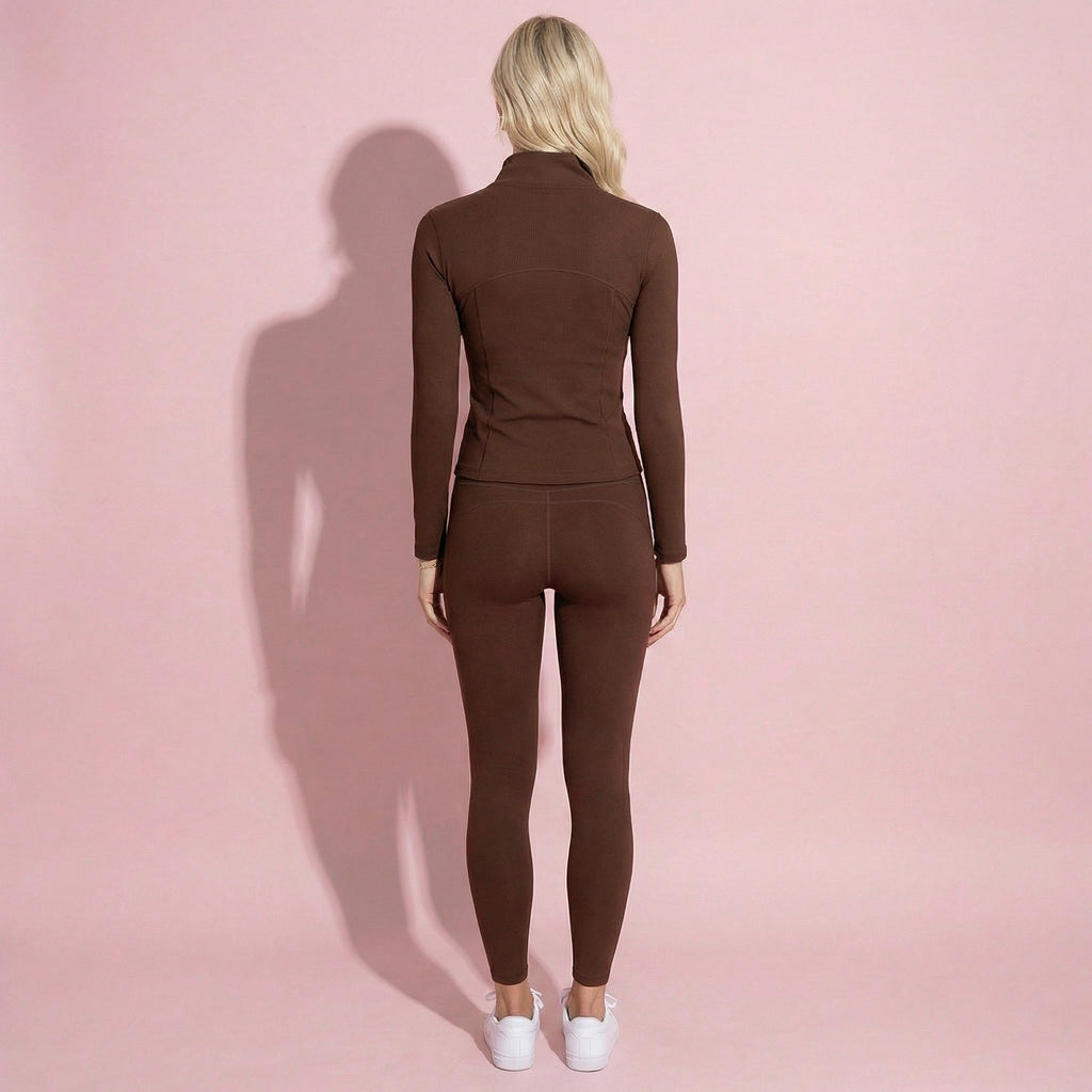 Anna-Kaci Active Women's Long Sleeve Fitted Athletic Jacket with Full Zip Front Thumbhole Cuffs and Contoured Seams