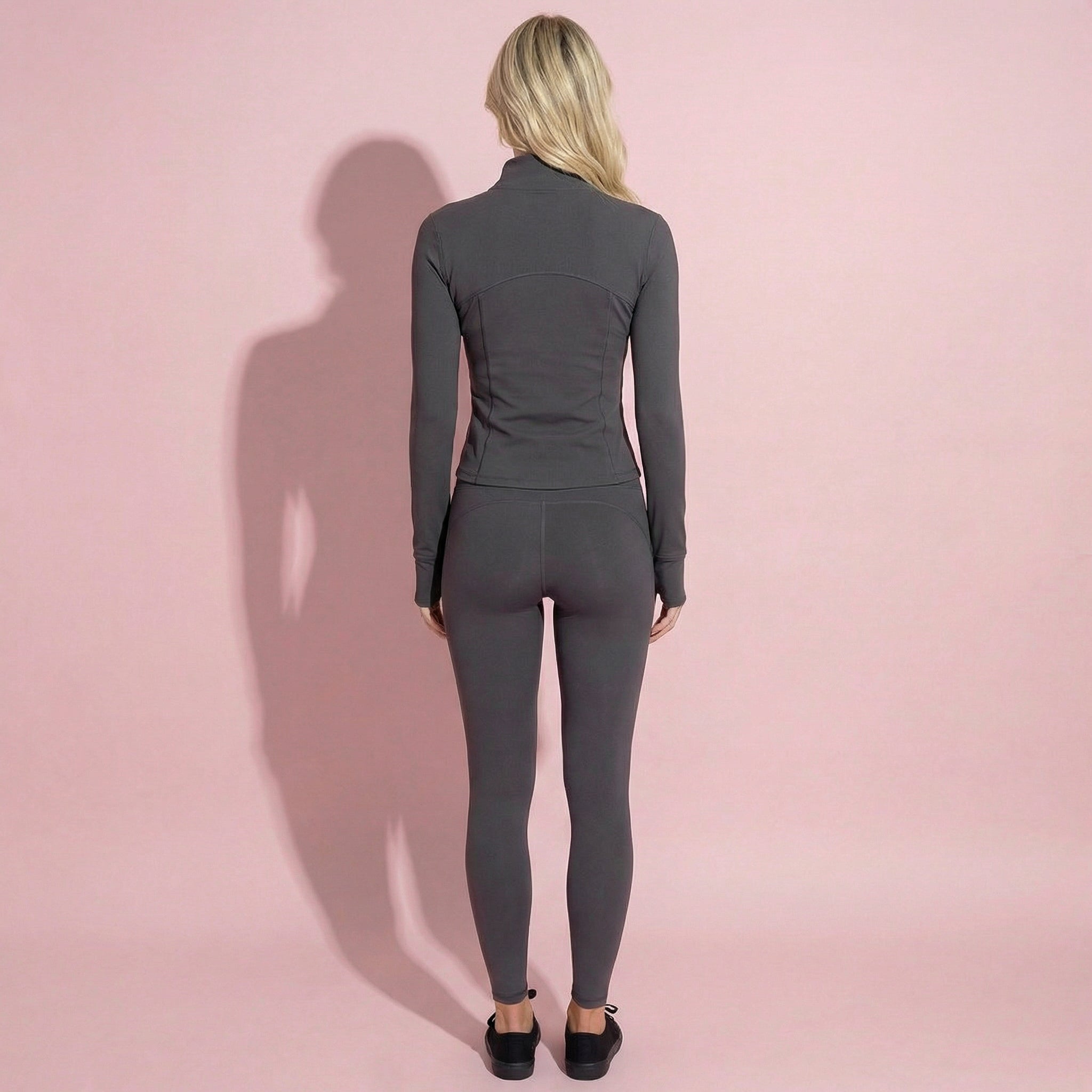 Anna-Kaci Active Women's Long Sleeve Fitted Athletic Jacket with Full Zip Front Thumbhole Cuffs and Contoured Seams