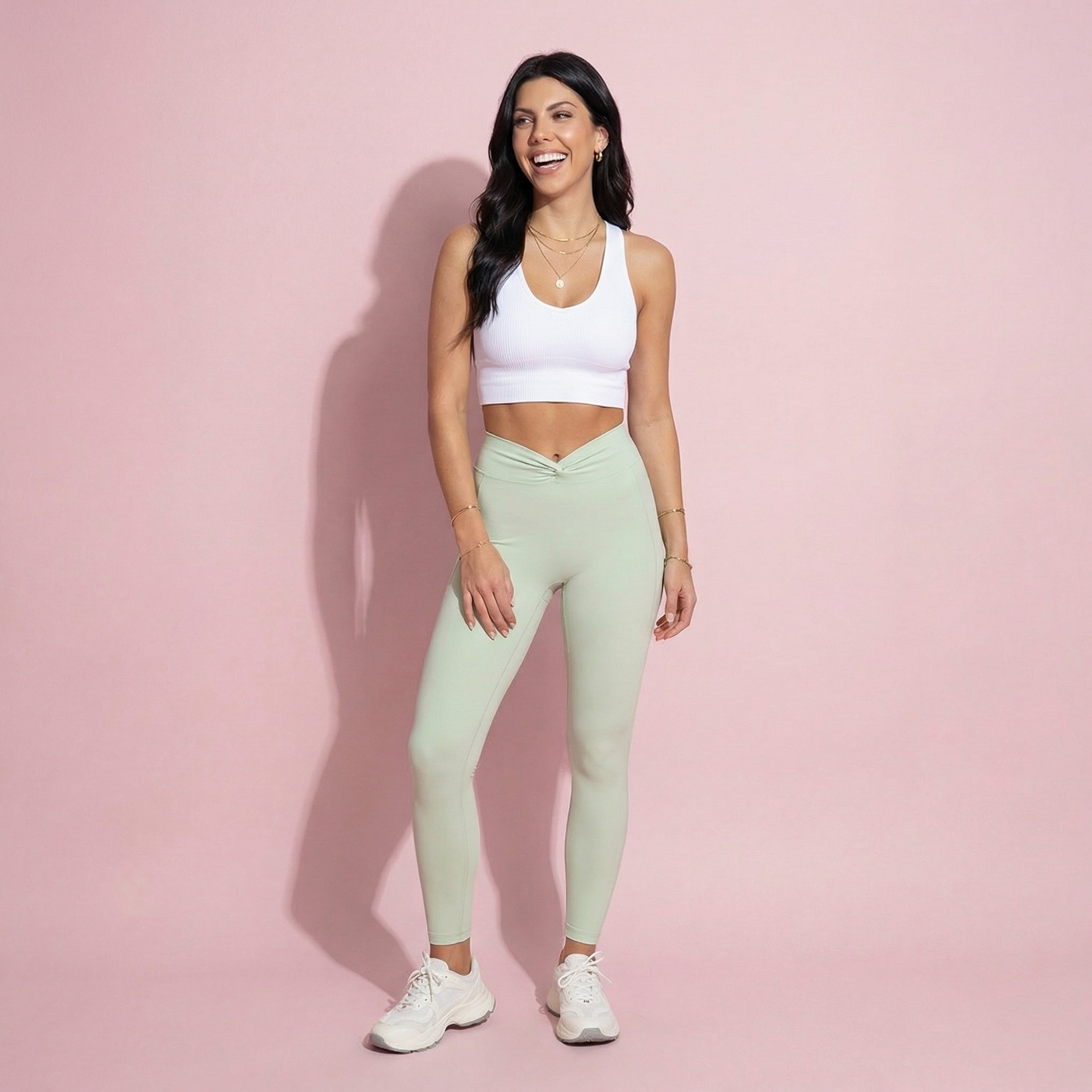 Anna-Kaci Active Women's High Waist Sculpting Leggings with Twist Front Waistband and Smooth Stretch Fabric