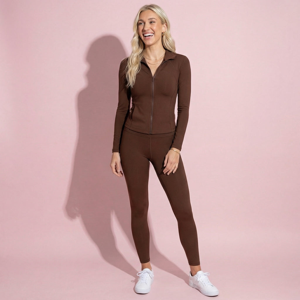 Anna-Kaci Active Women's Long Sleeve Fitted Athletic Jacket with Full Zip Front Thumbhole Cuffs and Contoured Seams