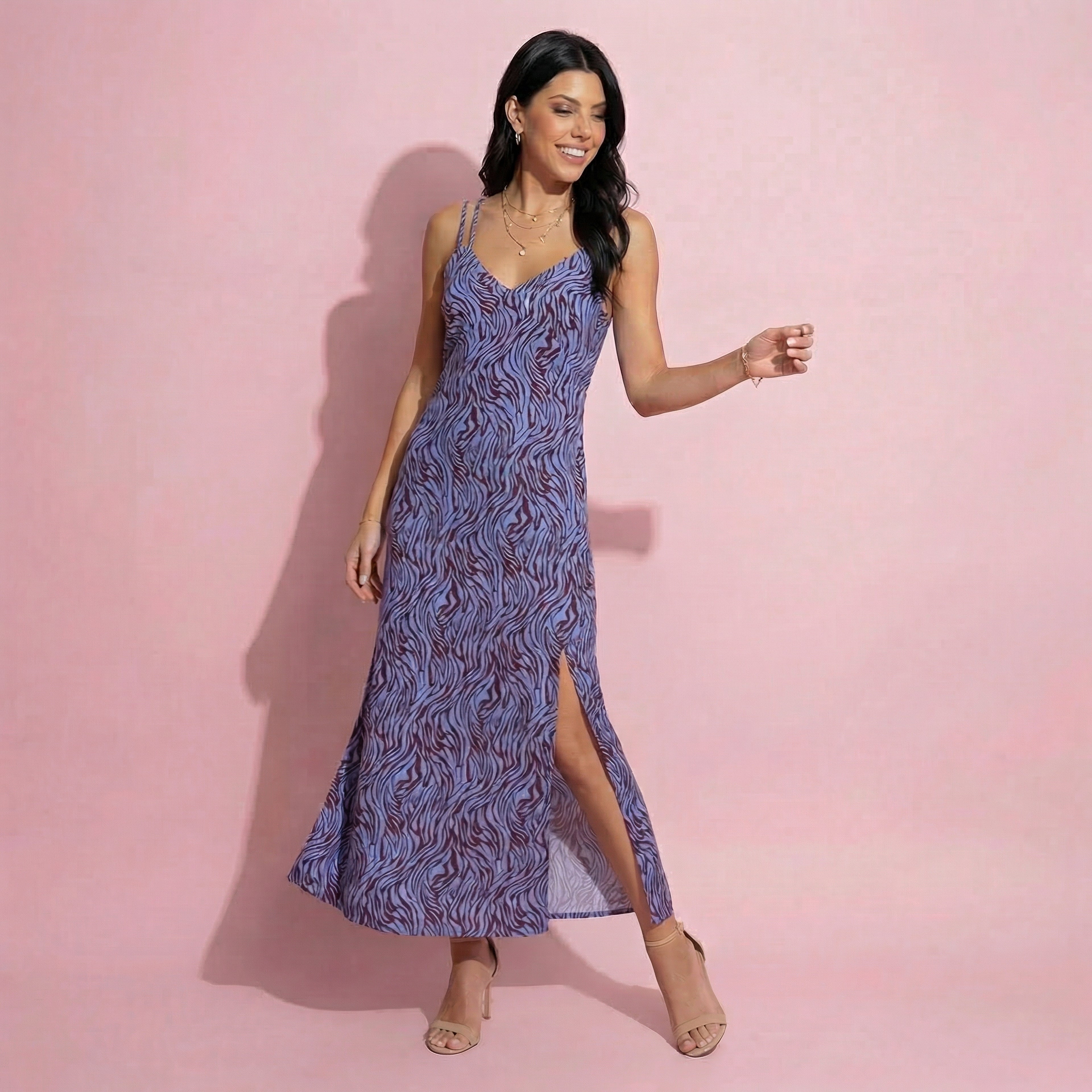 Multi Print Double Strap Dress