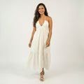 Anna-Kaci Women's Halter Neck Tiered Maxi Dress with Twist Front Bodice Flowing A Line Silhouette