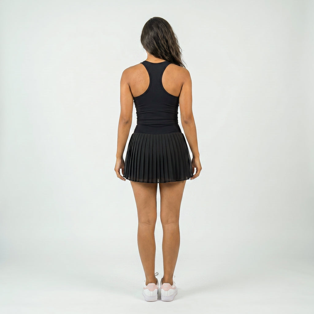 Women's Pleated High Waist Athletic Skort with Built-in Shorts