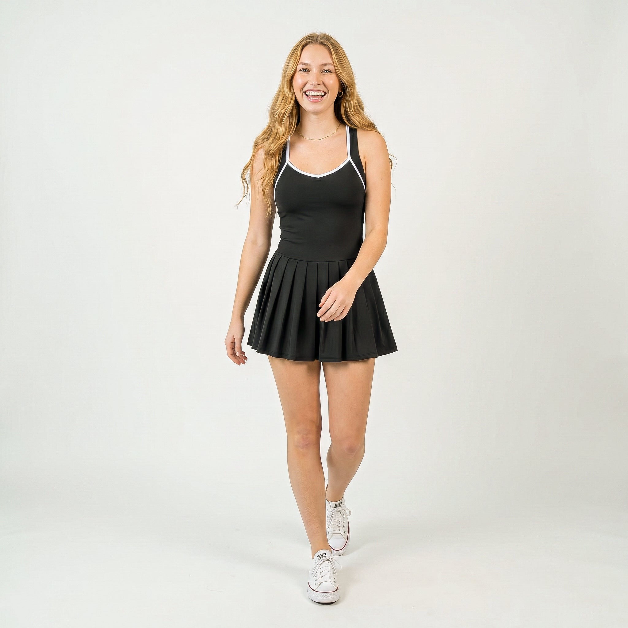 Anna-Kaci Women's Pleated Tennis Dress with Built In Bra Pads Athletic Workout Dress with Separate Shorts