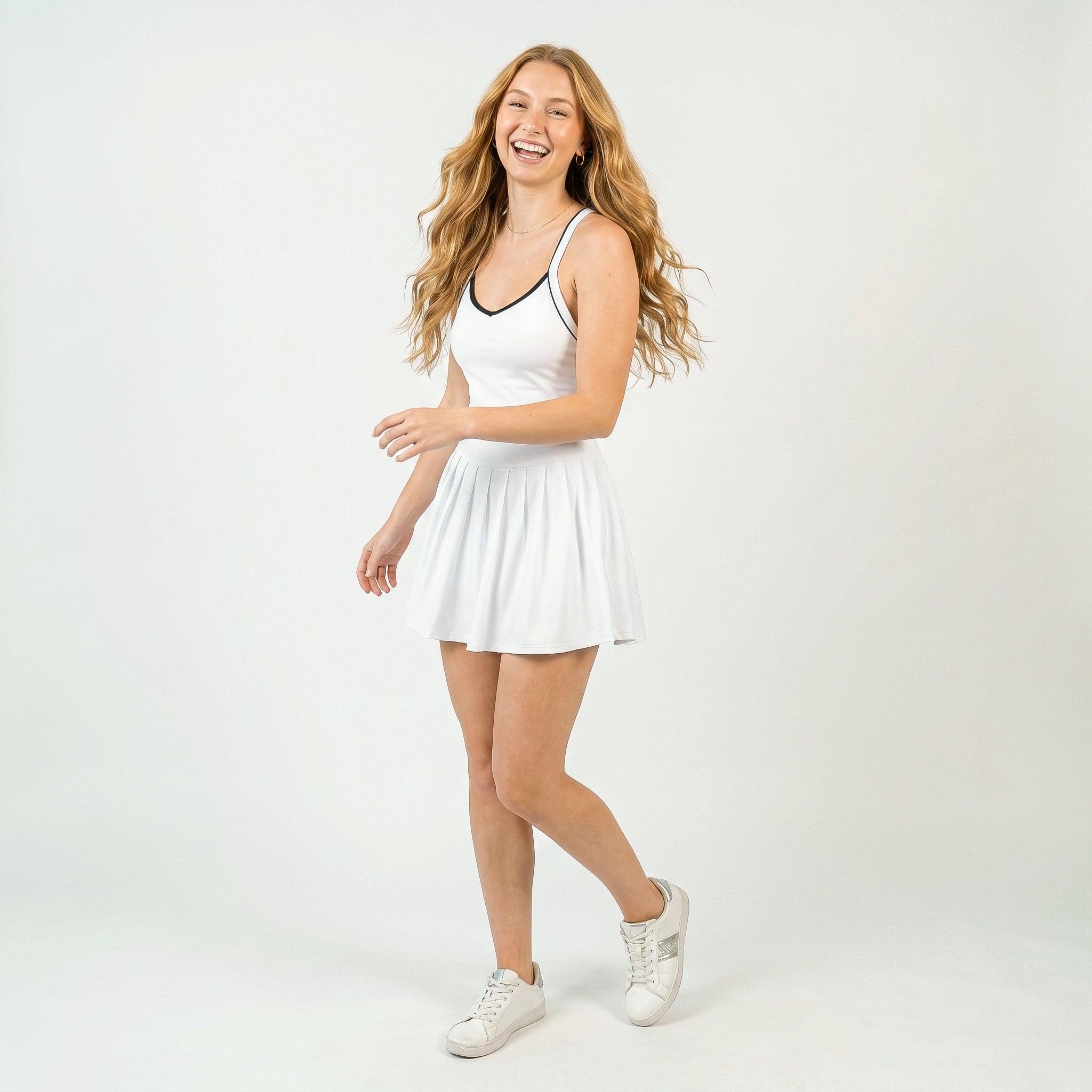 Anna-Kaci Women's Pleated Tennis Dress with Built In Bra Pads Athletic Workout Dress with Separate Shorts