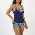 Anna-Kaci Women's 2-Piece Tankini Swimsuit Set with Paisley Print Boyshort Bottoms and V-Neck Top