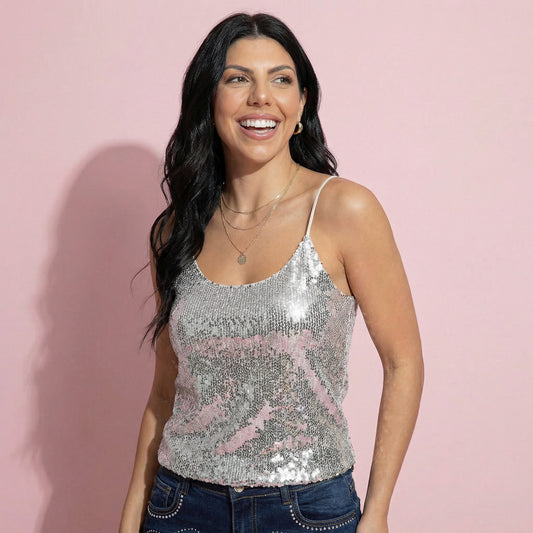 Shimmering Spaghetti Strap Tank