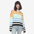 Anna-Kaci Women's Striped Knit Sweater with Crew Neck and Long Sleeves