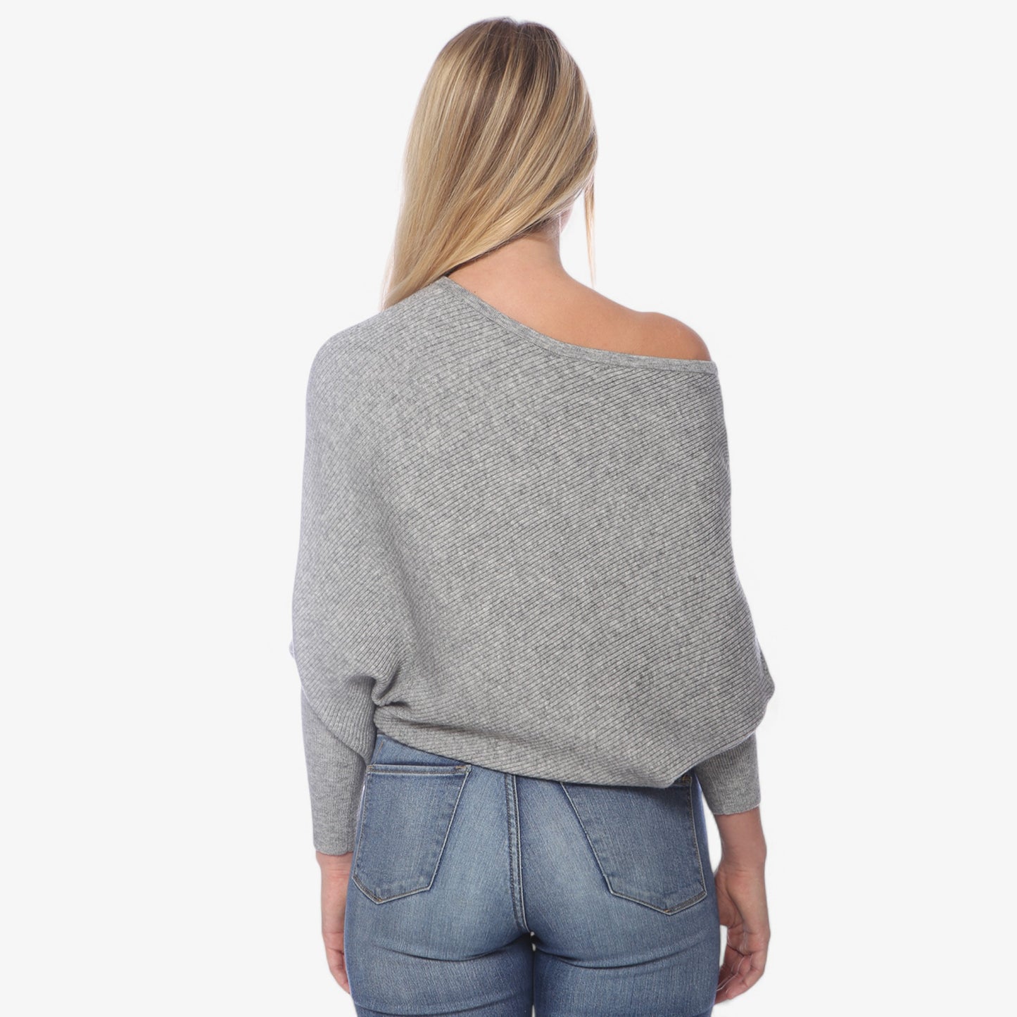 Anna-Kaci Women's Off-Shoulder Knit Sweater with Dolman Sleeves and Ribbed Cuffs