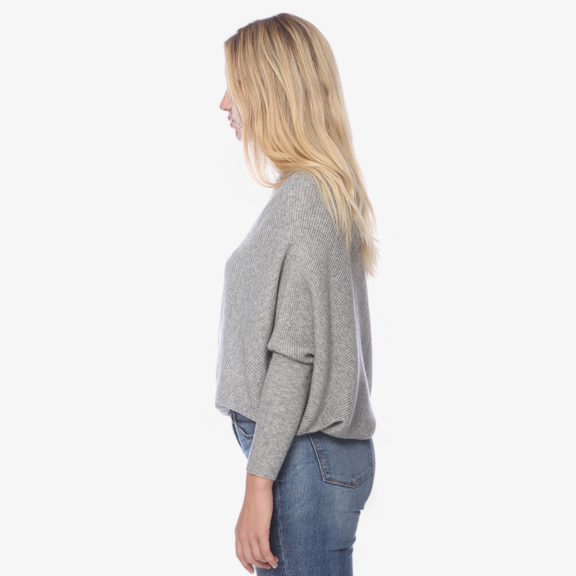 Anna-Kaci Women's Off-Shoulder Knit Sweater with Dolman Sleeves and Ribbed Cuffs