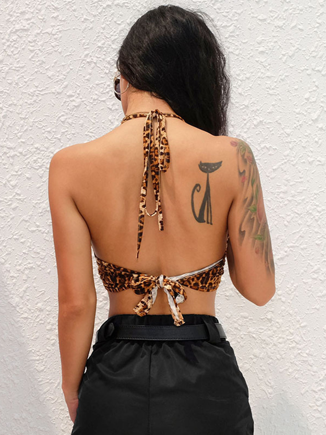 Top tubo con cuello halter y bandera estadounidense
