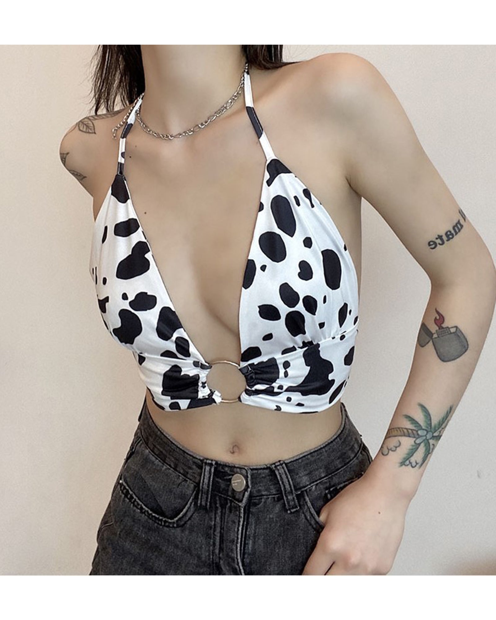 Top tubo con cuello halter y bandera estadounidense