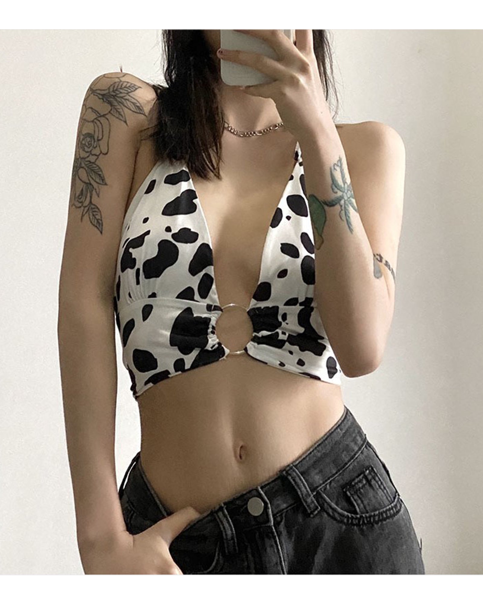 Top tubo con cuello halter y bandera estadounidense