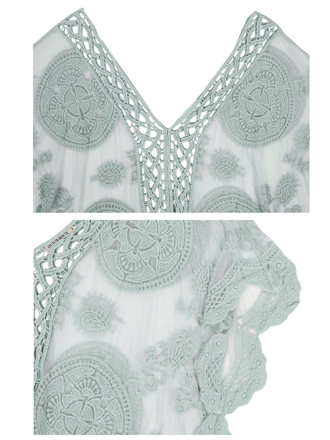 Cárdigan de crochet de encaje para mujer, traje de baño de bikini largo transparente 