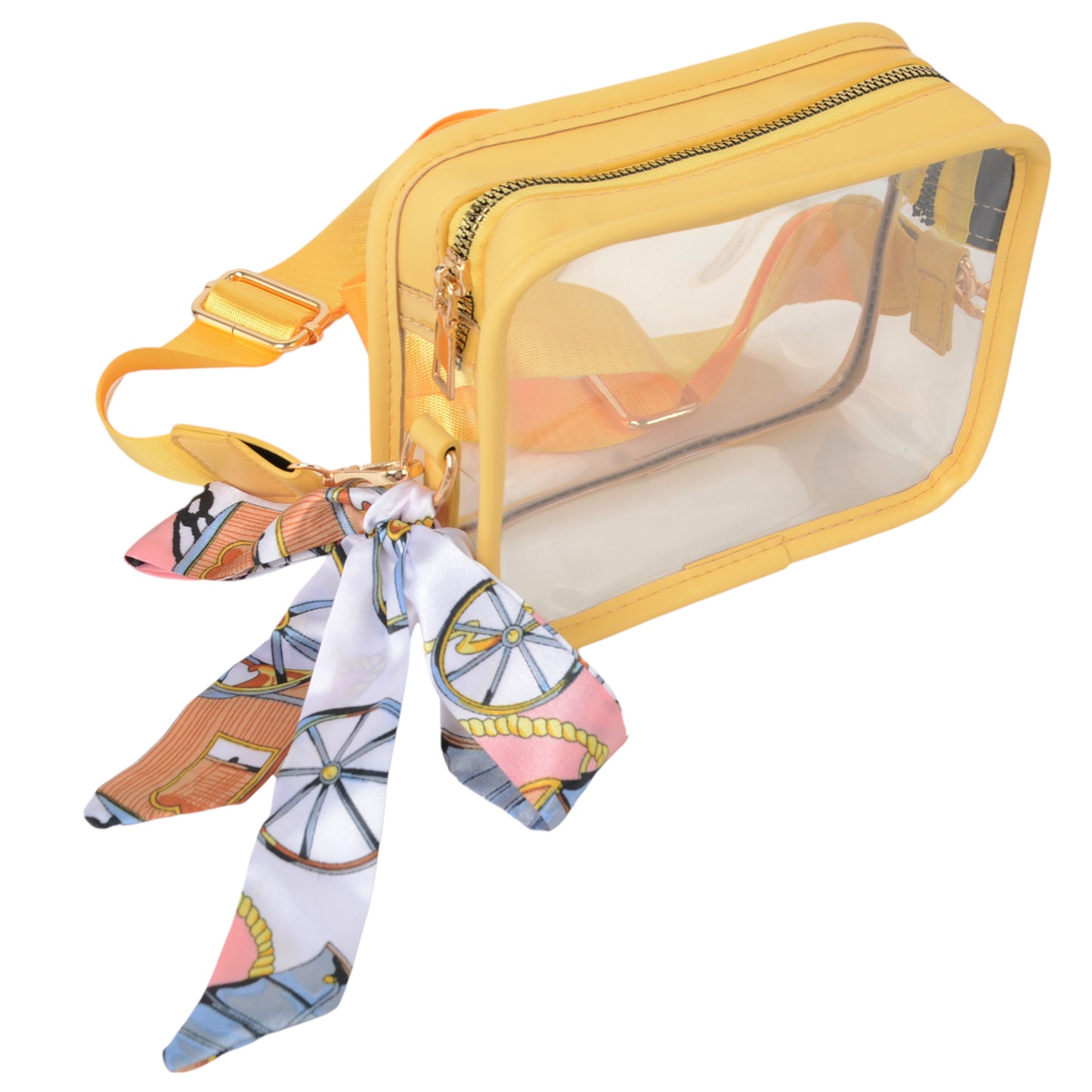 Anna-Kaci Women's Chic Transparent Crossbody & Messenger Bags with Decorative Scarf