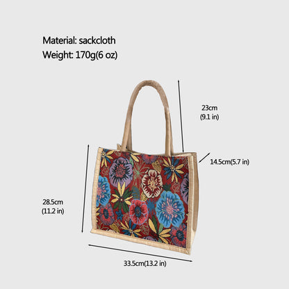 Anna-Kaci Women's Floral Sackcloth Tote Bag-Lightweight Handbag