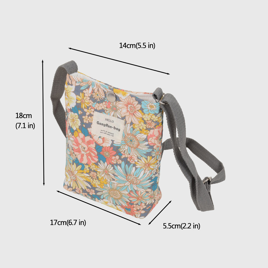 Anna-Kaci Women's Floral Canvas Crossbody Bag-Colorful Artistic Shoulder Purse