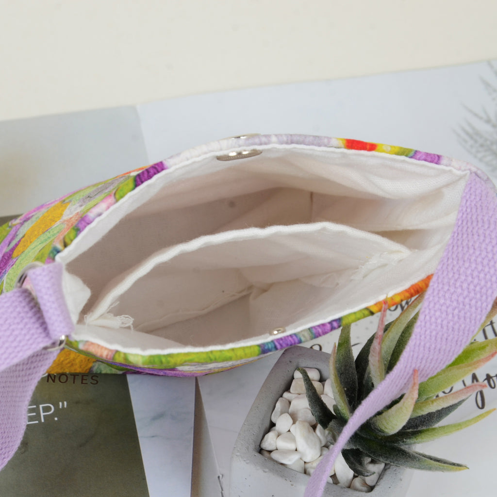 Anna-Kaci Women's Floral Canvas Crossbody Bag-Colorful Artistic Shoulder Purse