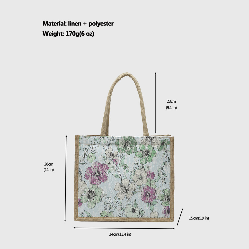 Anna-Kaci Women's Floral Linen-Polyester Tote Bag-Lightweight Floral Print Shopping Bag