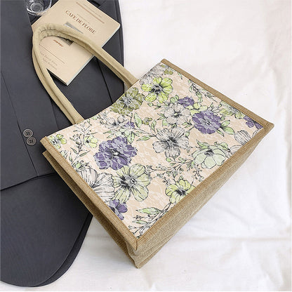 Anna-Kaci Women's Floral Linen-Polyester Tote Bag-Lightweight Floral Print Shopping Bag