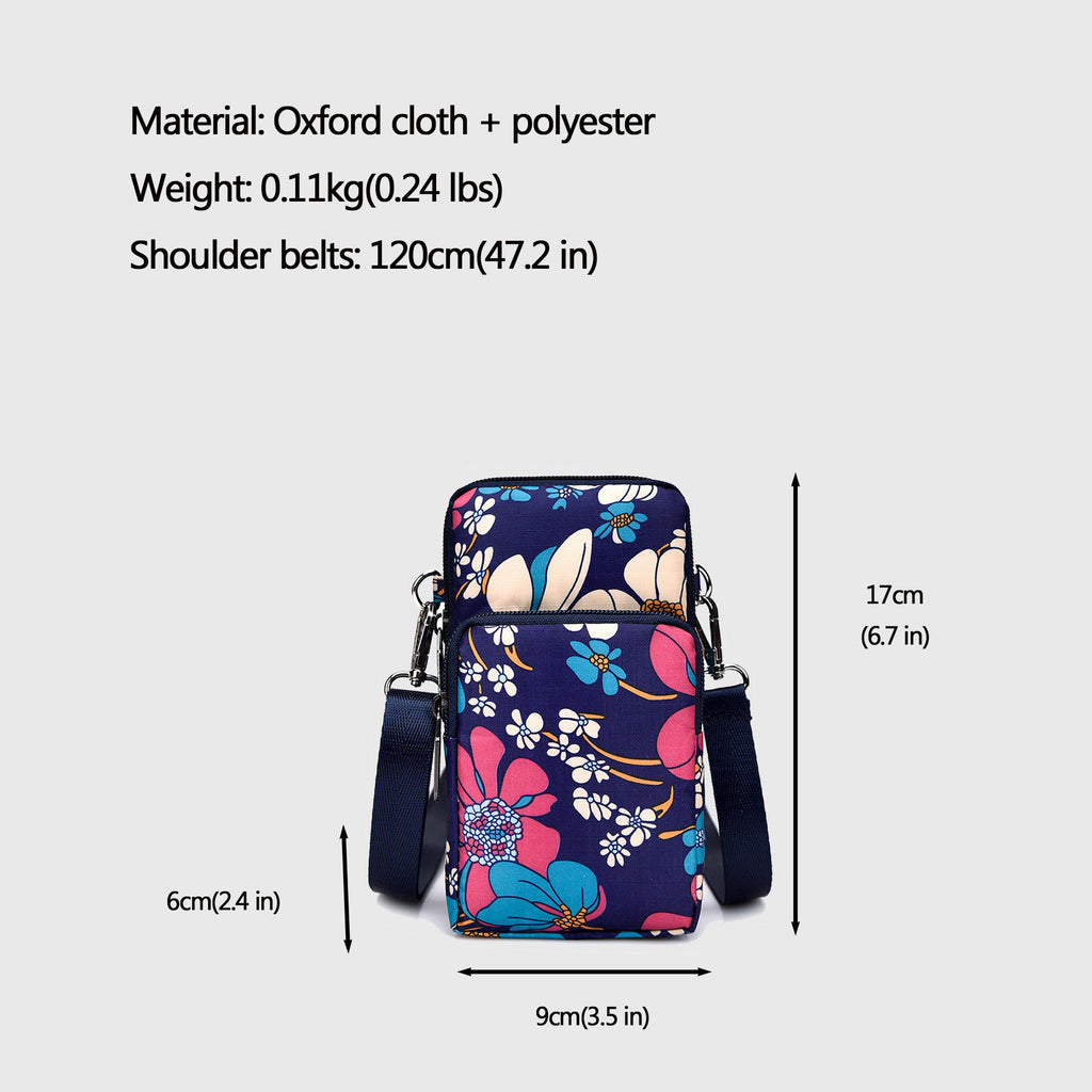 Anna-Kaci Women's Floral Oxford Cloth Crossbody Bag-Lightweight Compact Shoulder Purse