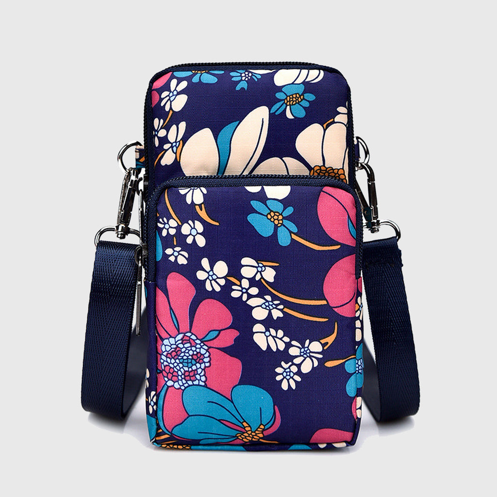Anna-Kaci Women's Floral Oxford Cloth Crossbody Bag-Lightweight Compact Shoulder Purse